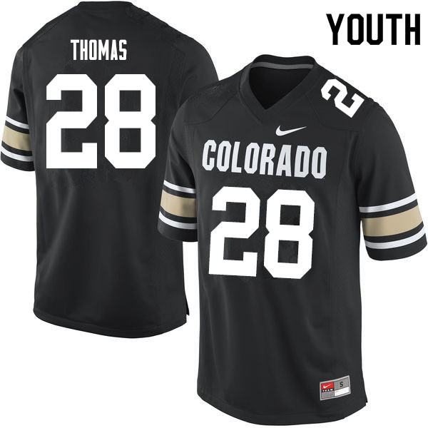 Youth #28 Dylan Thomas Colorado Buffaloes College Football Jerseys Sale-Home Black - Click Image to Close